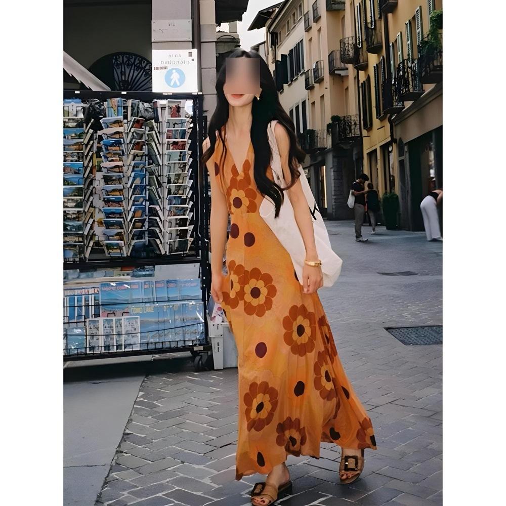 Seaside vacation style travel dress children's summer new versatile suspender dress unique and beautiful