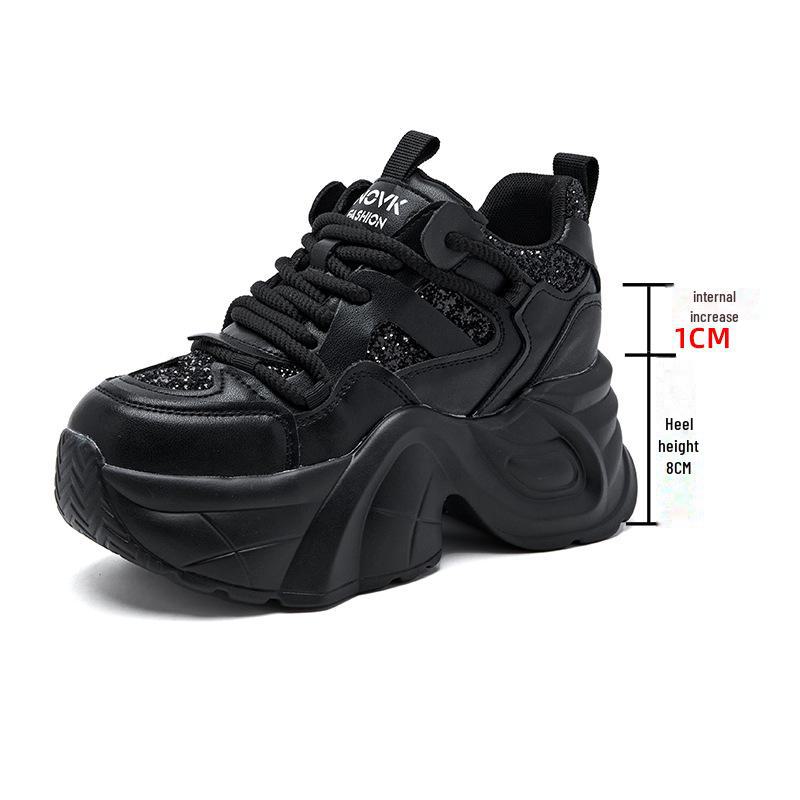 

Осень 2024 г. Женская спортивная повседневная обувь из натуральной кожи на платформе 36 чёрный