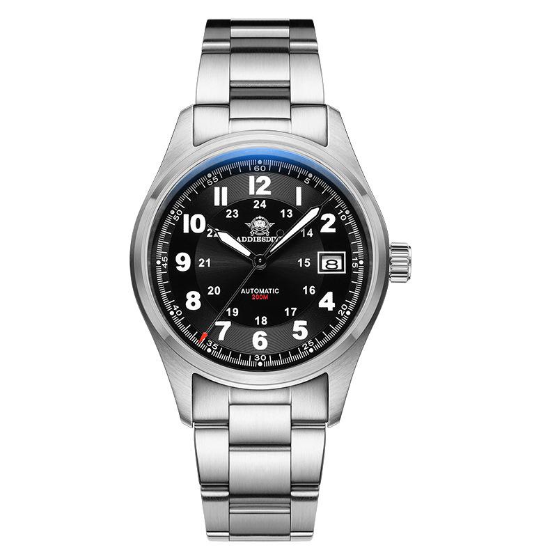 ADDIESDIVE Men's High-End Automatic Mechanical Watch with Calendar, Stainless Steel.