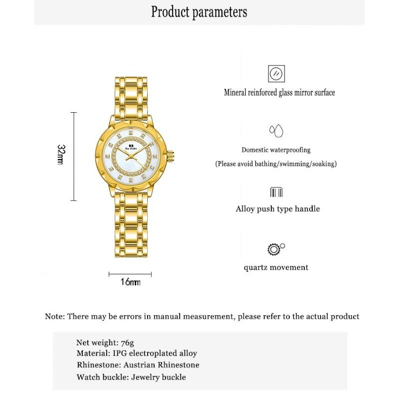 Women Watch Light Luxury Brand Steel Linked List Flower Mother Pearl Full Diamond Waterproof Ladies Fashion Quartz Clock Watches