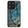 Pro Motorola Moto G15 4G Pouzdro Vzor mramoru Tvrzené sklo+PC+TPU Ochranný kryt na telefon