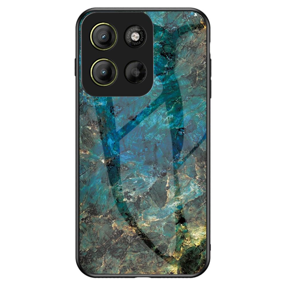 Pro Motorola Moto G15 4G Pouzdro Vzor mramoru Tvrzené sklo+PC+TPU Ochranný kryt na telefon