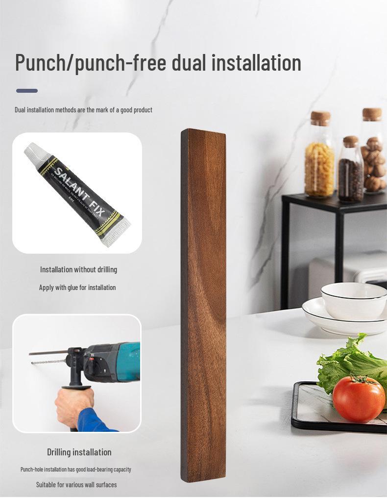 16" Magnetic No-Drill Wall Mounted Knife Holder & Kitchen Storage Rack