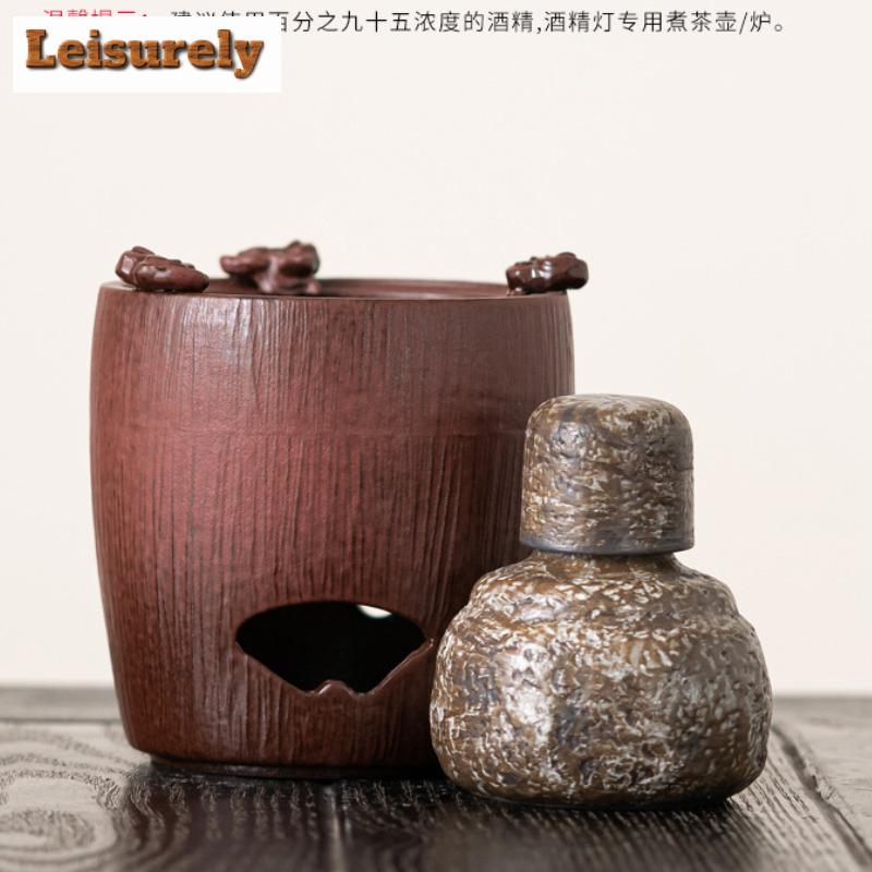 Ancient Persimmon Red Glazed Alcohol Stove For Tea Cooking Outdoor Camping Fire Roast Furnace Boiling Water Kettle Kungfu Teaset