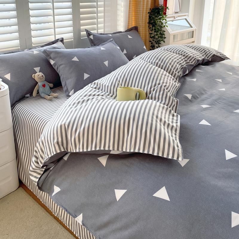 INS Double-sided Availability Pink Blue Cute Cat And Rabbit Bedding Set Duvet Cover Sheets With Pillowcases Full Size Bedroom