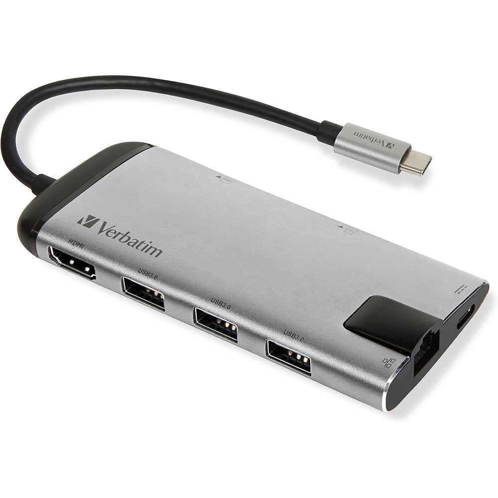 Verbatim USB-C Multiport Hub - USB 3.1 / USB 3.0 x 3 / HDMI / SDHC / Micro SDHC / RJ45 49142