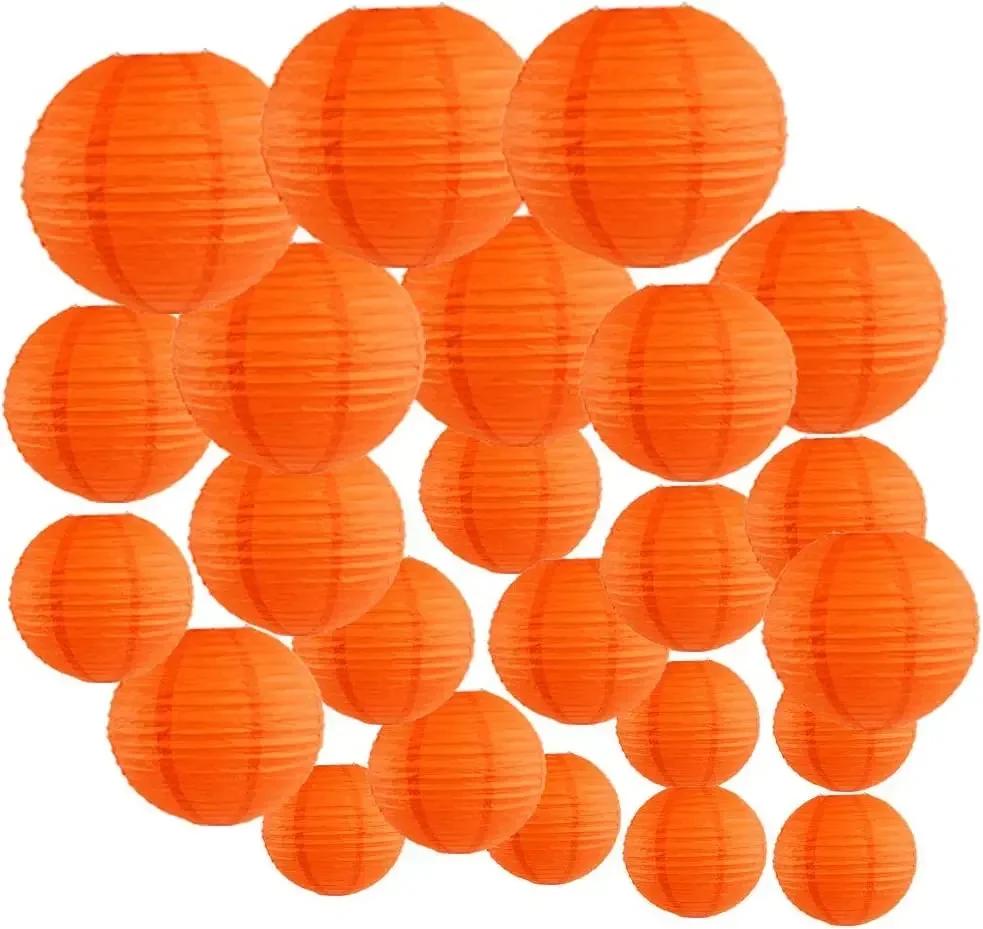 30Pcs Round Paper Lantern Wedding Decor Flowers Ball Lampion DIY Hanging Pompom Crafts Home Christmas Birthday Party Supplies