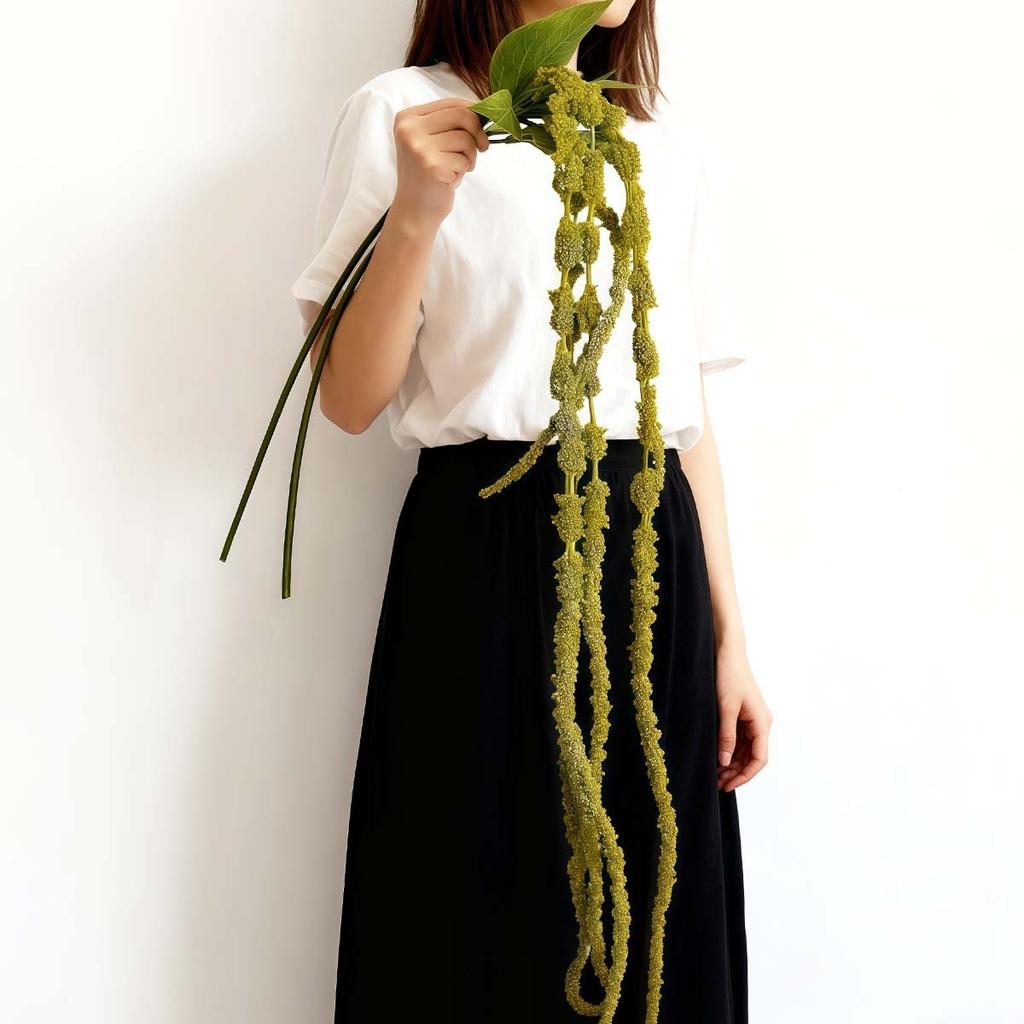 2 Pack Green Amaranth Artificial Flowers, 49.21 Inch Artificial Succulents Plants Fake Hanging Plants for Centerpieces Wedding Decor