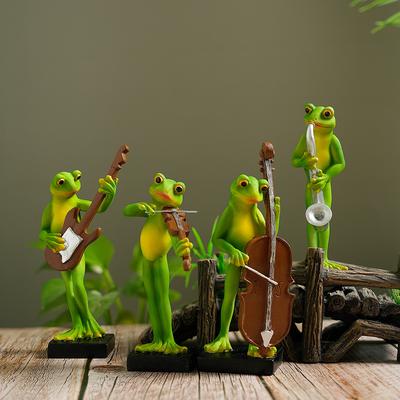 Rozkošná vtipná žabí hudebník pryskyřičná zvířecí soška ozdoby sběratelské figurky domácí a zahradní dekorace dárek pro milovníka hudby