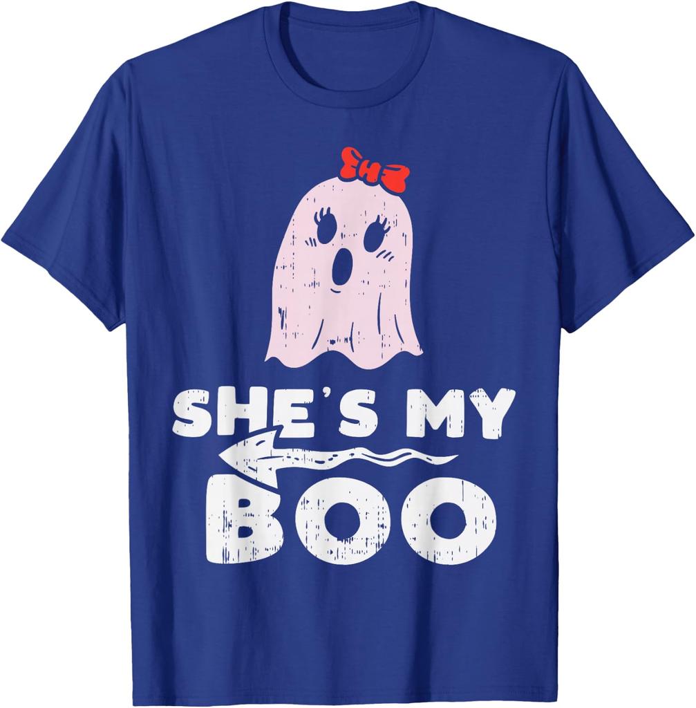 Hesshes My Boo Cute Matching Couple Halloween Tshirt Unisex Unisex Short Sleeve Spooky Season Tops Girlfriend Boyfriend Tshirts