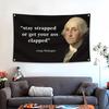 George Washington Fun Quotes Tapestry, Vintage President Portrait Wall Hanging, Patriotic Aesthetic Decor for Bar Home