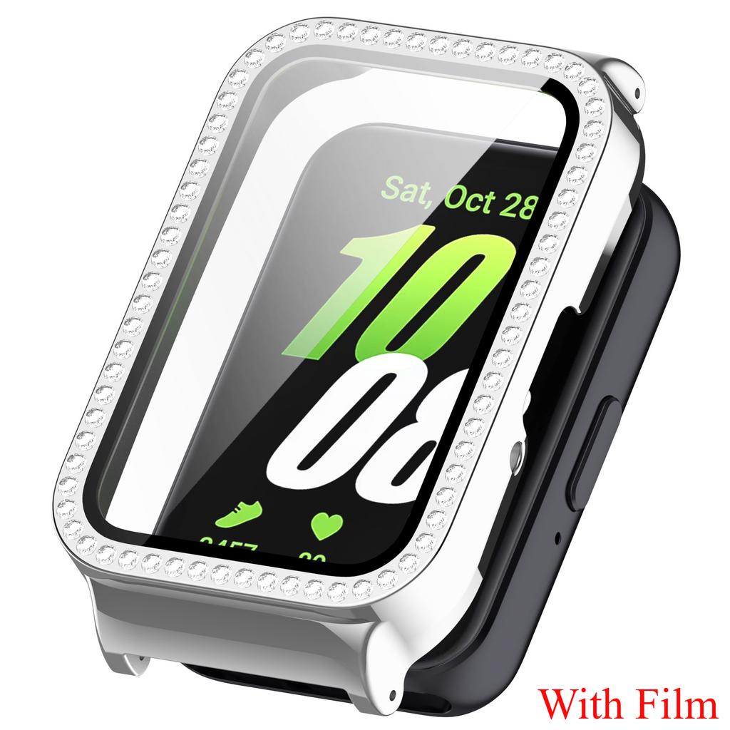 Ochranný Bling PC dutý kryt pro Samsung Galaxy Fit 3 Chytré hodinky Pásek Diamantový Křišťálový Nárazník Ochranný kryt Obrazovka