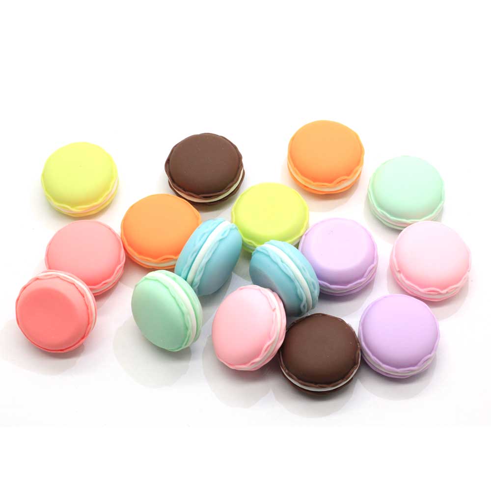100Pcs Mini Macarons Cake Resin Flatback Cabochons Kawaii Simulation Dessert Macarons Cake Food Slime Charms Hair Bow Center DIY