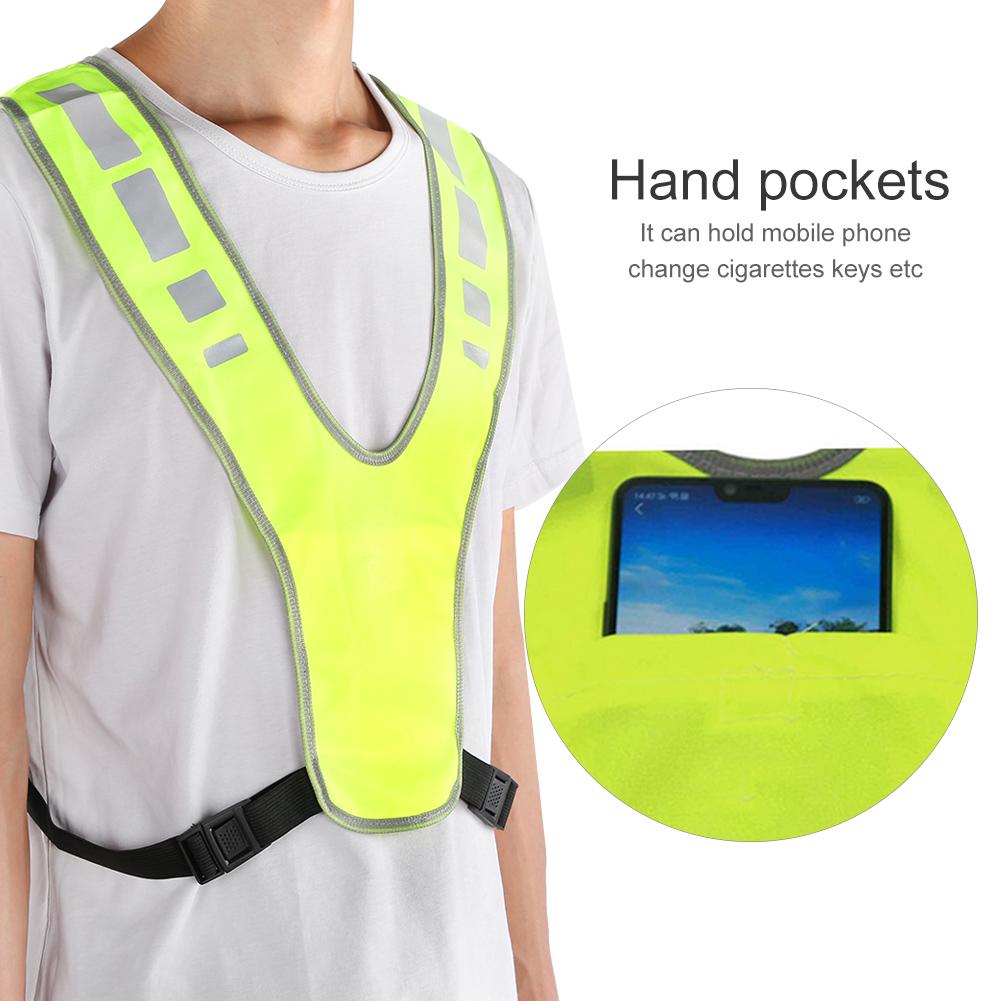 Outdoor Reflective Safety Vest with LED Light High Visibility for Night Running Cycling