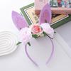Floral Decoration Rabbit Ears Headbands Non-slip Cosplay Headbands Bunny Ears Hair Hoop  Children