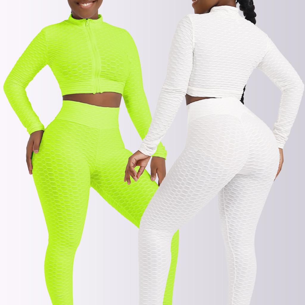 2022 Autumn/Winter Women's Fashion Casual Suit: Short Long-Sleeve Cardigan & Hip Pants