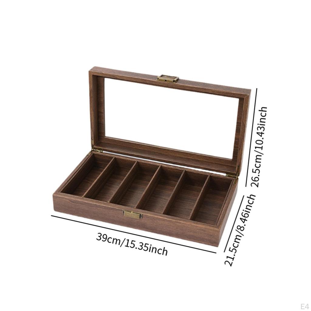 Eyeglass Display Box Eyewear Holder PU Leather Glass Lid Wood Eyeglasses Storage Glasses