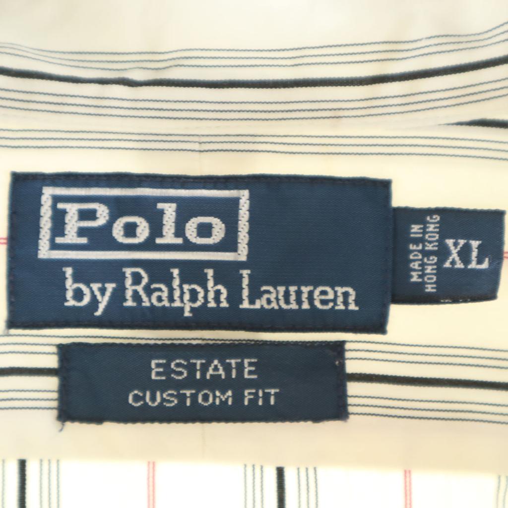 Polo by Ralph Lauren Striped Pattern Long sleeve Cotton shirt XL white Men's Used