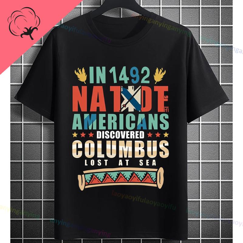Funny Historical Columbus Voyage Graphic Tshirt Pure Cotton Short Sleeve Crewneck Tee for History Buffs Everyday Casual Wear