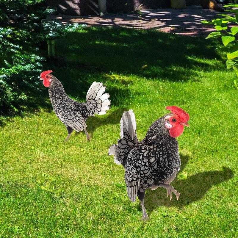 Chicken Garden Stakes Ornaments Rooster Hen Lawn Insert Signs Outdoor Decoration Animal Sculpture Statue Yard Signs