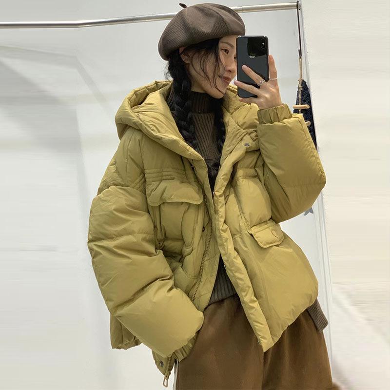Short down jacket women's 2024 new winter women's clothing Korean version fashion duck down hooded warm jacket