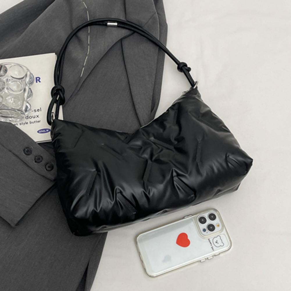 Women Quilted Tote Bag Fashion Padded Shoulder Bag Large Capacity Down Tote Handbags Casual Winter Commuting Bag