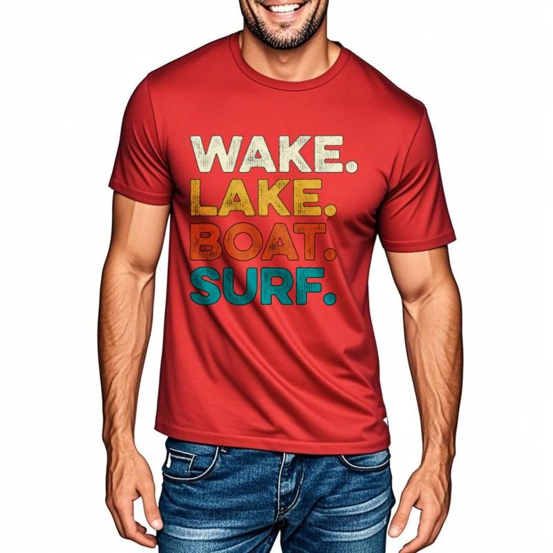 New Arrived For man short sleeve tshirt Casual Wake Lake Boat Surf Stylish For men Top tees Comfort Tshirt Quick Dry Shirt