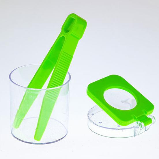 1 Set Small Animal Viewer Catcher with Tweezers Flip Lid Magnifying Animal