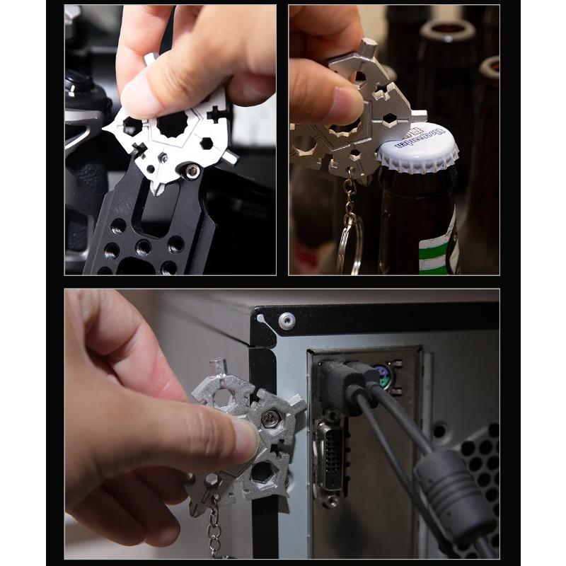 23 In 1 Pentagon Multi-function Snowflake Inner Six Angle Wrench Tool Outdoor EDC Screwdriver Bicycle Combination Tool 58*58mm