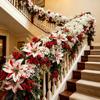 14/22PC Set Christmas Poinsettia Flower Bouquet Red White Berry Poinsettia for Fireplaces Stair Railings Christmas Dining Table