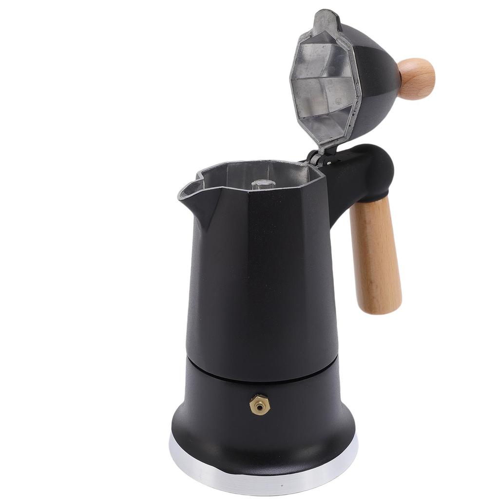 Stovetop Coffee Maker 3 Cups Single Valve Aluminum Alloy Percolator Coffee Maker Pot with Wooden Handle for Home Use