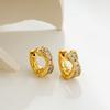 Fashion CZ Zircon Hoop Earrings for Women Gold Color Plated Double Twist Huggie Earrings Minimalist Hypoallergenic Jewelry Gift