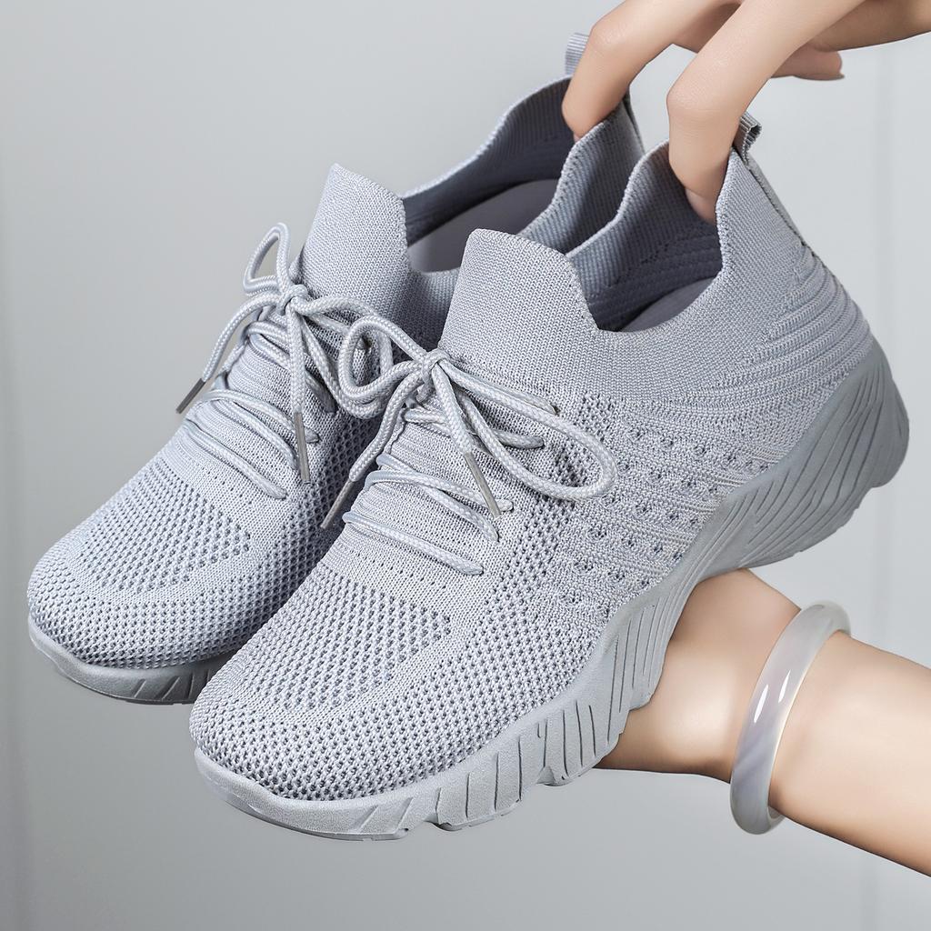 Plus Size Shoes for Women 36-41 Spring Autumn 2026 Women Mesh Breathable Comfortable Non-slip Platform Wedges Flats Sneakers