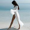 Fashion V Neck Summer Beach Cover Up Long Sleeve Ruffled Beach Dress Vacation Bathing Suit Swimsuit Cover Up Dress for Women
