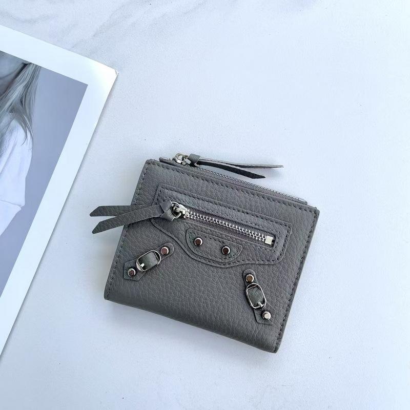 

2025 Новый Кошелек Из Натуральной Кожи Верхний Слой Короткий Кошелек Кошелек Из Натуральной Кожи Заклепки Кожаный Женский Кошелек Из Натуральной Кожи 11x9x2CM серый