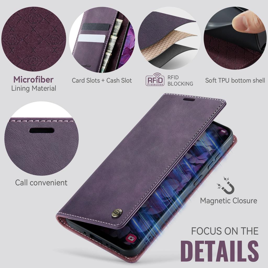 For Samsung Galaxy A55 5G Case CASEME 033 Series RFID Blocking Wallet Stand Calf Texture Leather Phone Cover