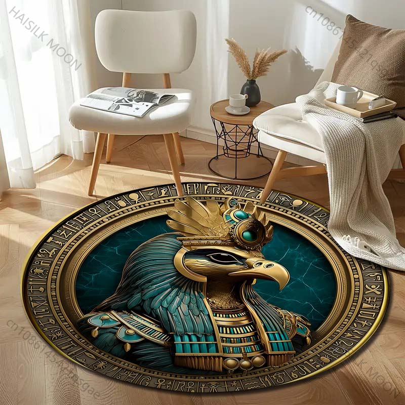 1PC Ancient Egyptian Mythology's God of Death Print Round Rugs Carpet Child Room Floor Mats Playroom Upholstery Living Room