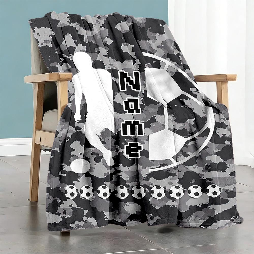 Football Customize Text Blanket Throw Personalized Blanket Ultra-Soft Great for Bed Chair Living Room Couch for All Occasions