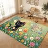 Cat Theme Crystal Velvet Floor Rug Personalized Custom Name Text Warm Carpet Home Decoration