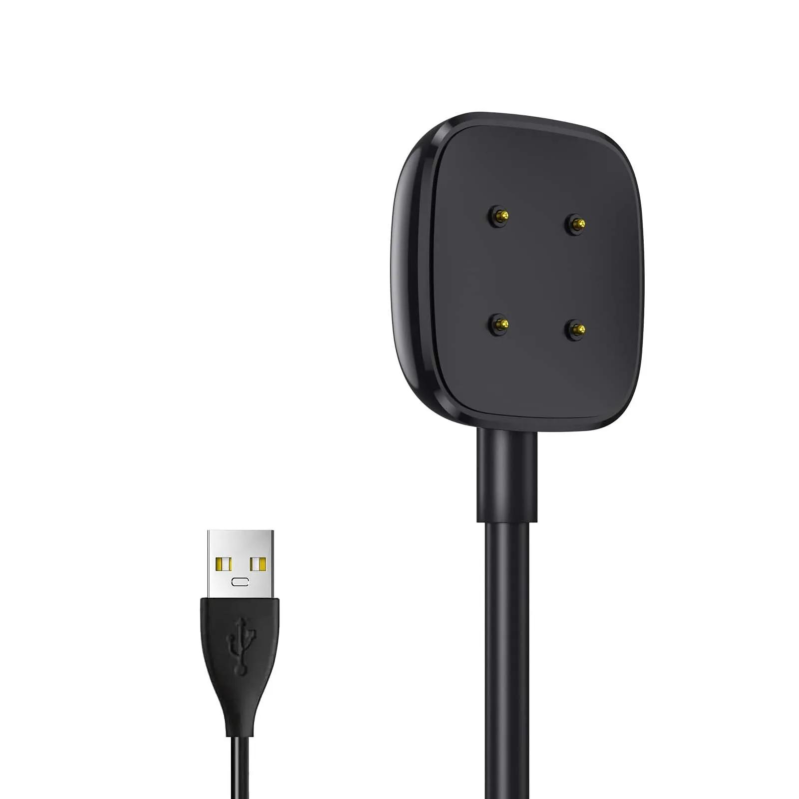 

Кабель для зарядки для Fitbit Versa 4/Sense/Versa 3/Sense 2 Сменный адаптер-кредл для зарядки смарт-часов Подставка для передачи данных Зарядный кабель чёрный