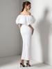 Elegant European Style One-Shoulder Long White Bodycon Dress for Women