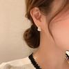 Korean Dongdaemun Minimalist Diamond Teardrop Hoop and Metal Stud Earrings for Women
