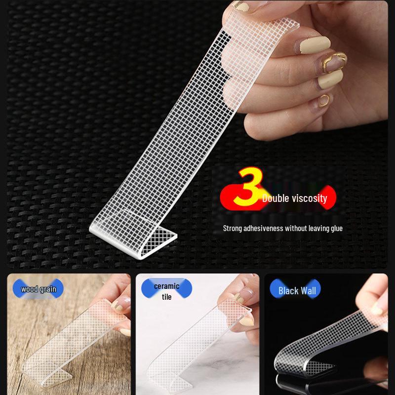 Nano Traceless Double-Sided Tape: Removable, Washable, Reusable, Strong Adhesive, Transparent Acrylic.