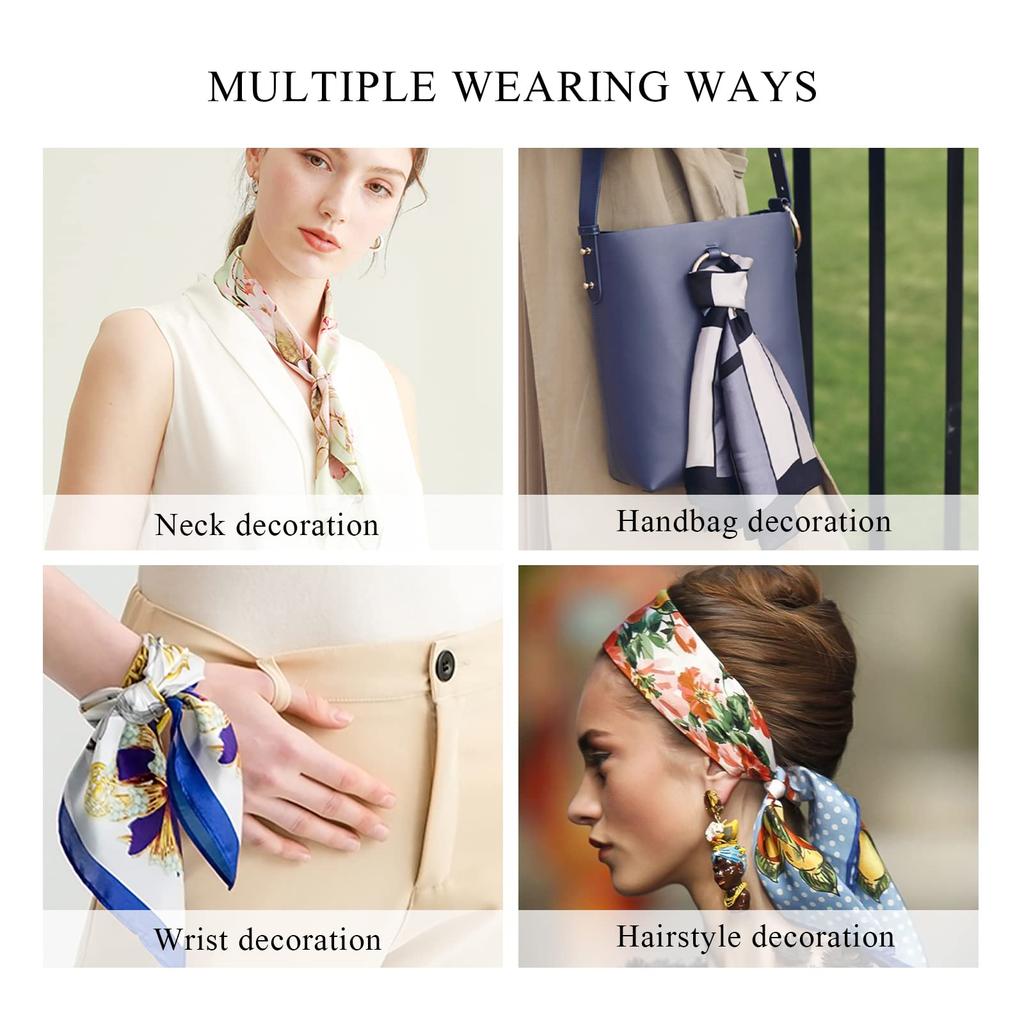 LumiSyne Silk Elegant Artistic Print Maple Leaf Square Satin Silk Stylish Hair Perfect for or as a Gift Women's Scarf, Scarf, Neckerchief,