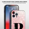 Letter A B C Flowers Pink Case For Apple iPhone 11 15 13 14 Pro Max 12 Plus X 15Pro Black Silicone Phone Coque
