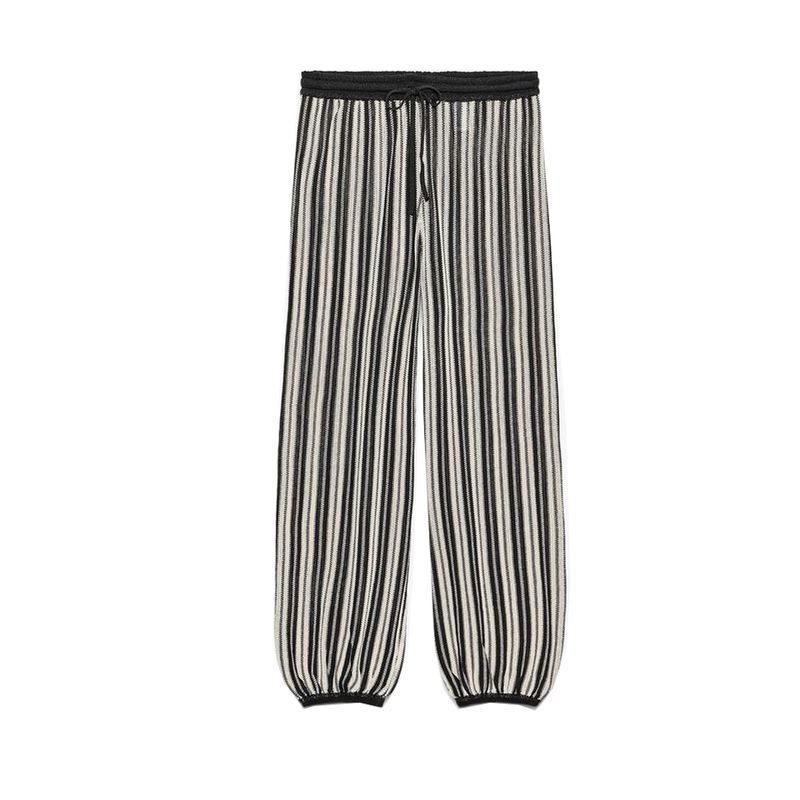 

Autumn New Women clothes French style Design High Waist Stripe Linen Blend Trousers Casual Pants 5536007 Nude Pants L