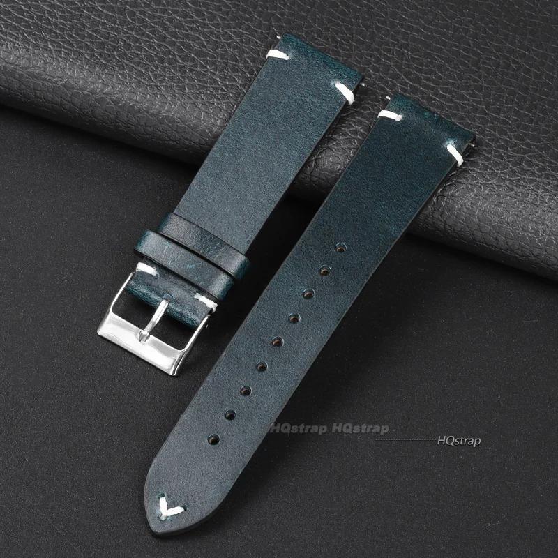 Handmade Retro Oil Wax Genuine Leather Watchbands Quick Release Calfskin Watch Strap Red Brown 18mm 20mm 22mm Replacement Belt