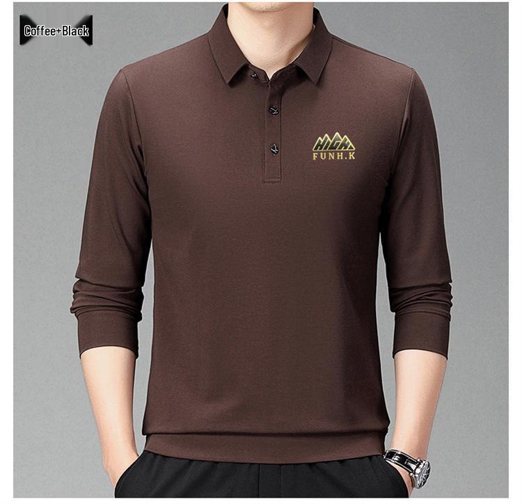 2025 Spring/Autumn Men's Lapel Long Sleeve Casual Soft Comfortable POLO Shirt Set