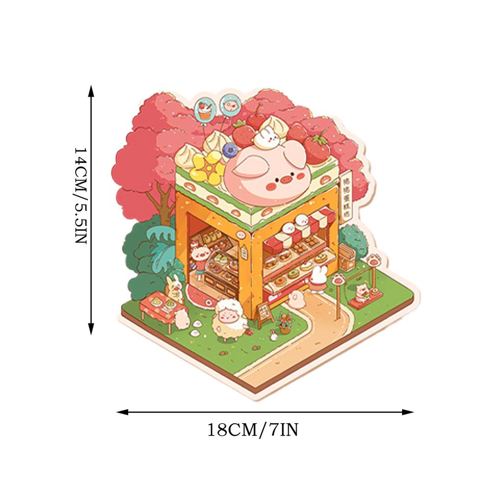 House Stickers 3D Miniature Scene Visual Cartoon Stacking Stickers Gift for Kid Child Baby Student Stress Relief Decoration Tool