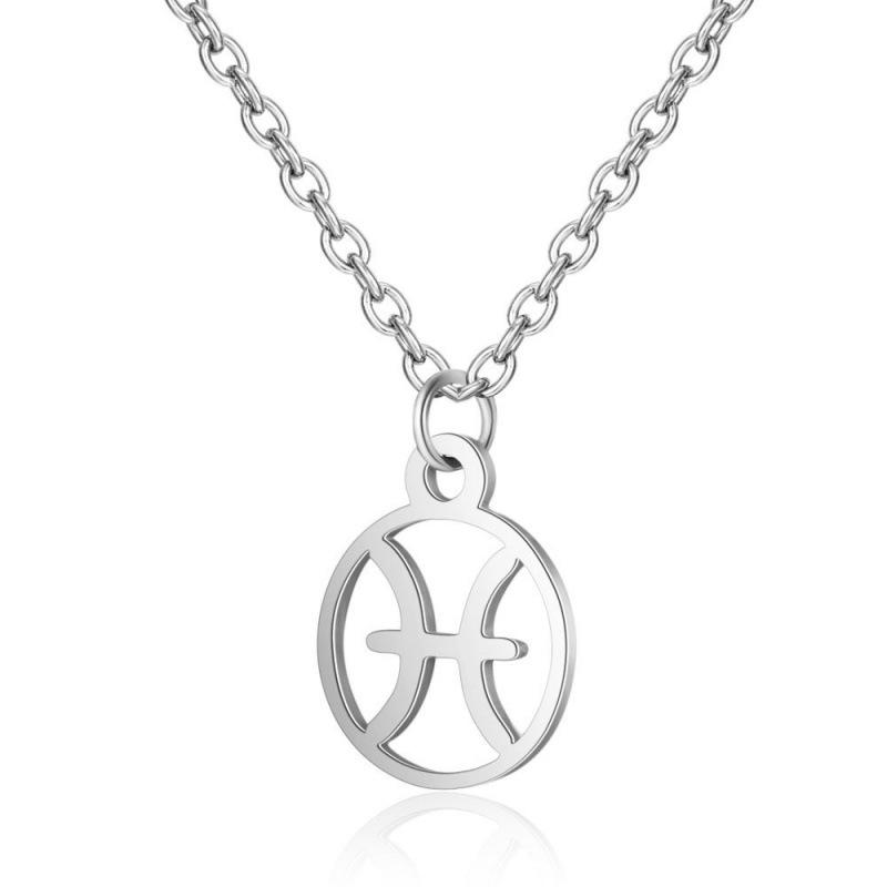 Stainless Steel Zodiac Pendant Necklace with Thin Chain